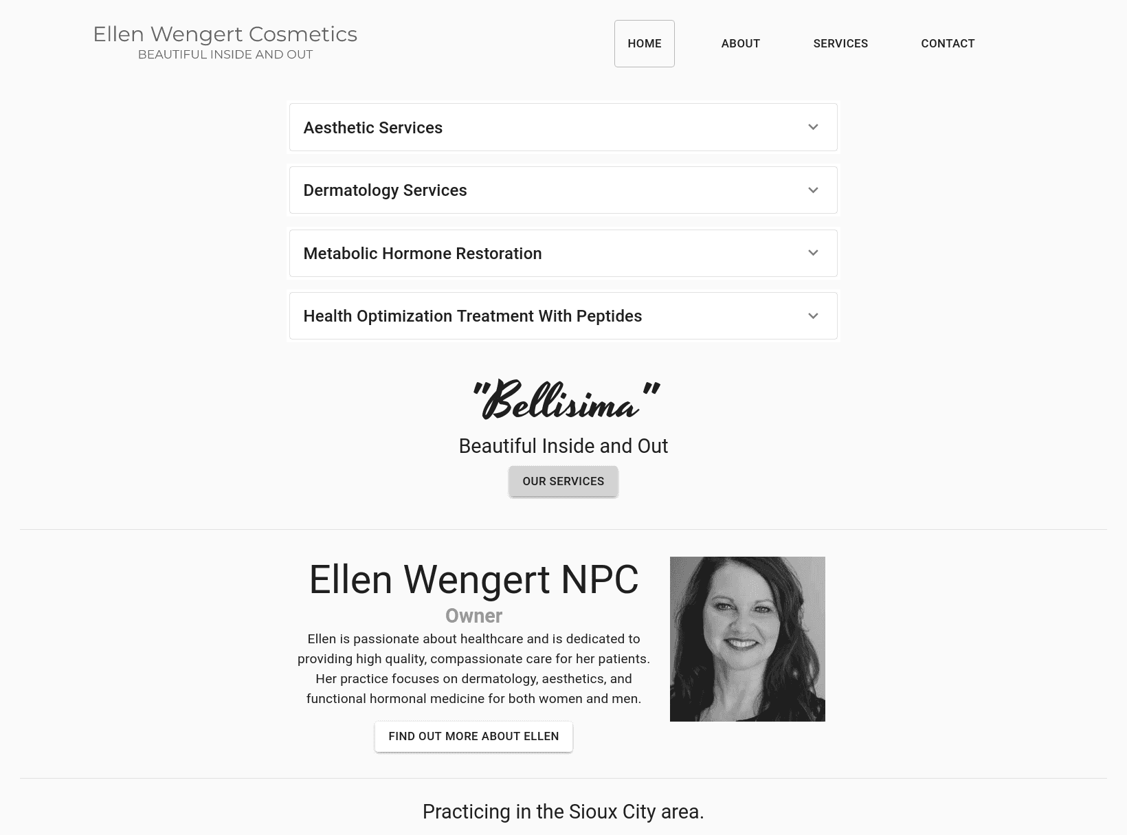 Ellen Wengert Cosmetics website screenshot.
